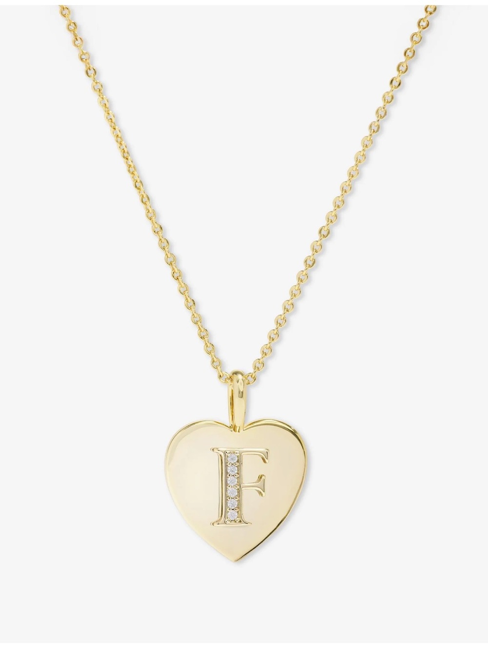 Melinda Maria Gold Heart Initial “F” Pendant Necklace